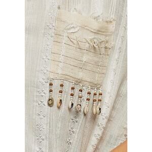 POL Size M Boho Woven Texture Fringe Shell Beads
Short Shirt Top